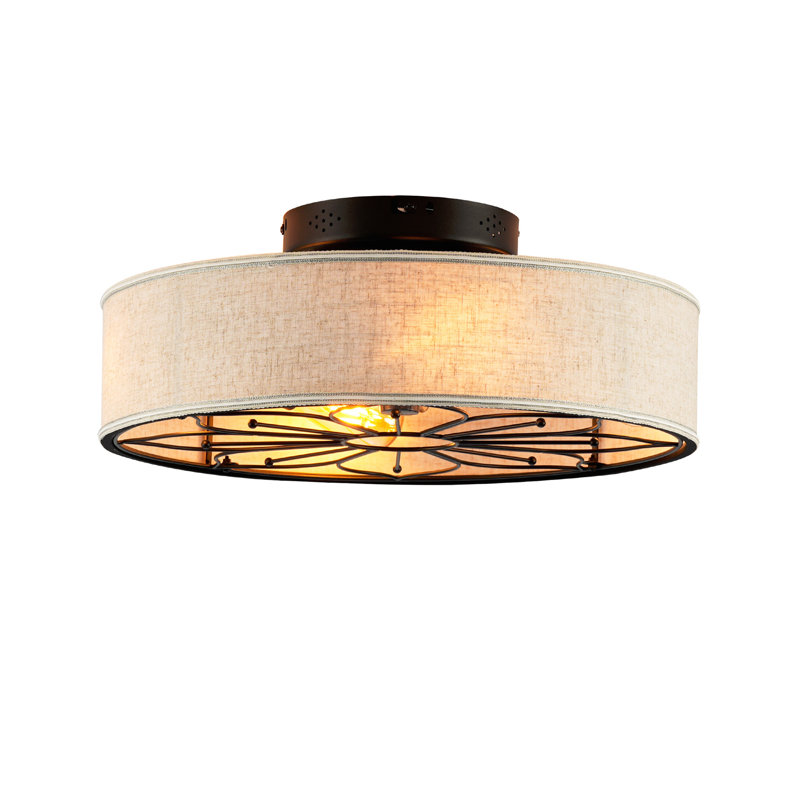 Ventilateur de plafond 20 pouces en tissu de style campagnard avec télécommande pour salon, chambre à coucher et cuisine - NON INCLUS