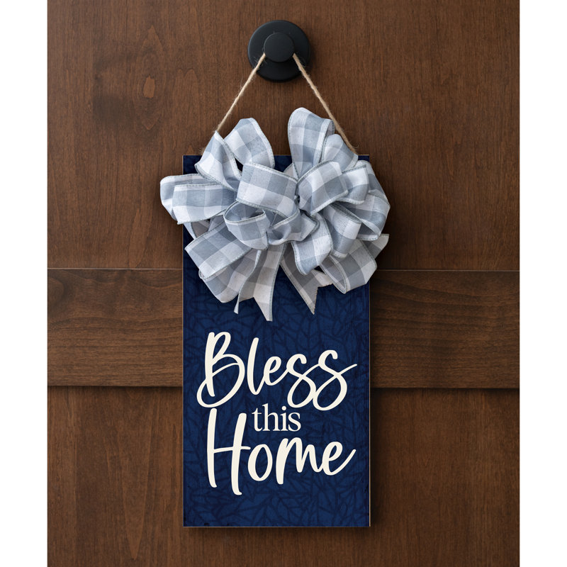 Plaque en bois Bless This Home 13,625 po x 6,75 po