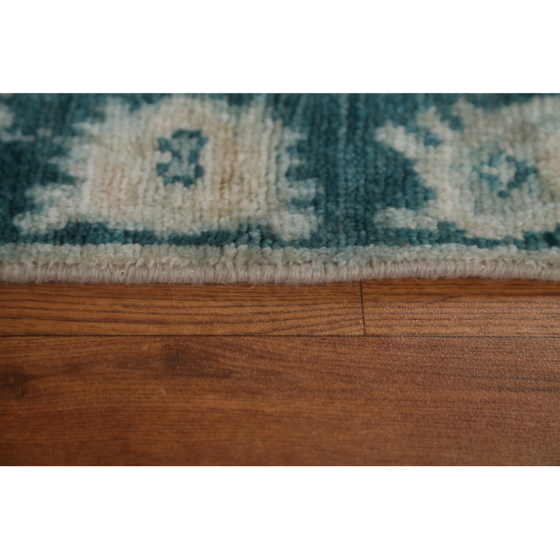 Tapis beige en laine noué à la main de conception unique 2 pi 1 po x 2 pi 10 po New Age