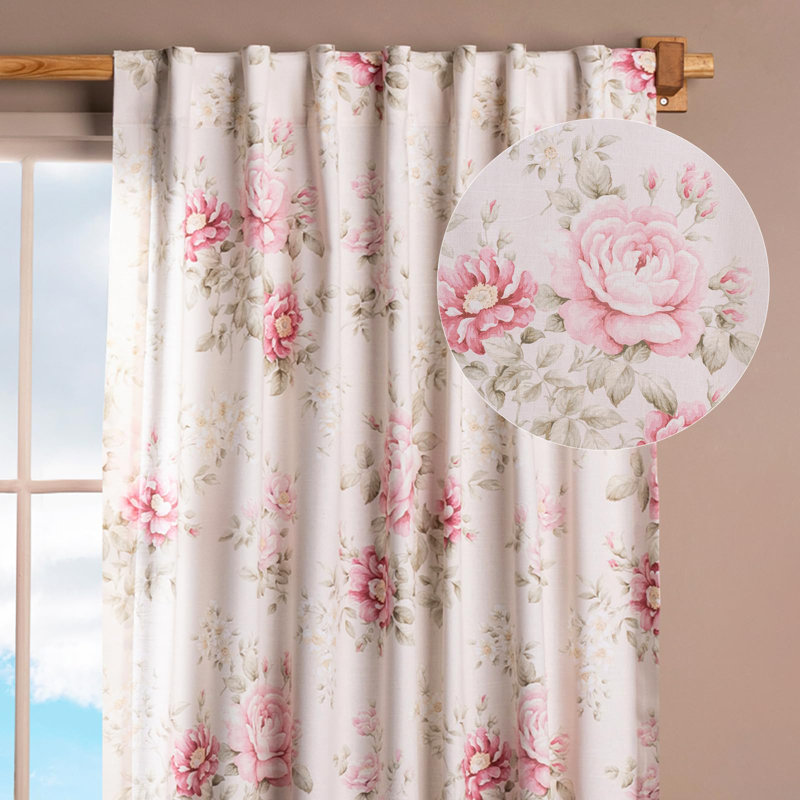 Maison d' Hermine Curtains for Living Room 100% Cotton 84 inch Length One Panel Light Filtering Curtains for Windows with Rod and Loop Pockets Valentines Day Gifts (Newbury - Rosebloom, 50"W x 84"L)