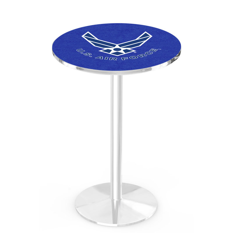 Table de salle à manger à hauteur de barre militaire H 30 po, Force aérienne des États-Unis, Chrome