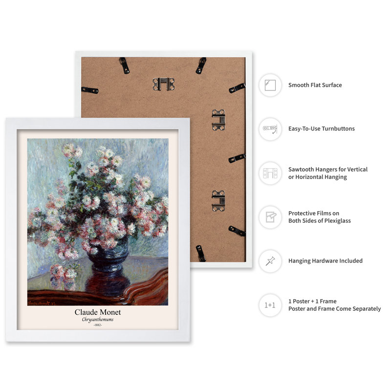 Claude Monet - Chrysanthème, Poster, White Framed, 11"H x 14"W