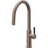 Corsano Contemporary Pull Down Kitchen Faucet with Button Sprayer High Arc Spout and BST Series Handle