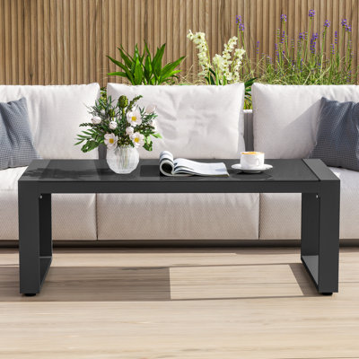 Table basse d'extérieur résistante aux intempéries en aluminium - structure en métal durable, l 44 po x P 22 po
