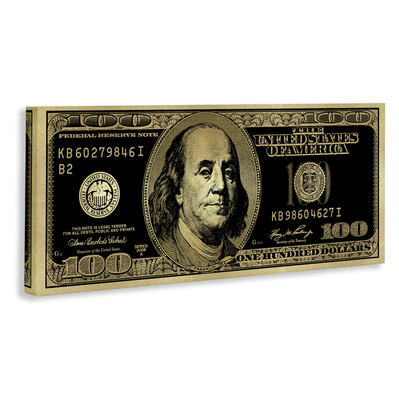 Art mural sur toile Inverted H cent Bill par Madeline Blake, H 13 po x l 30 po