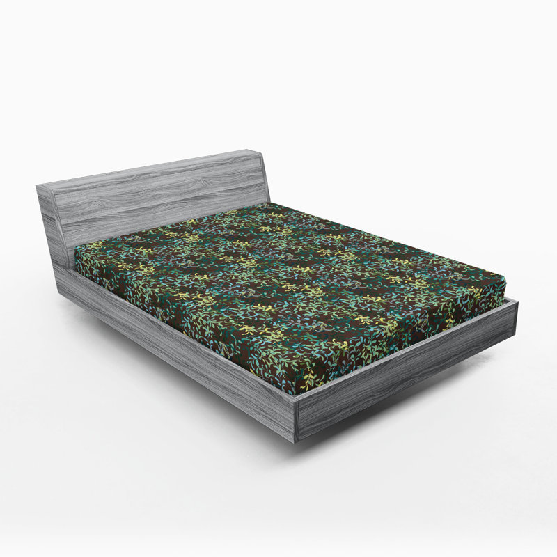 Drap-housse Ambesonne, Écume de mer, amande, vert, bleu sarcelle / flora, Drap-housse très grand californien