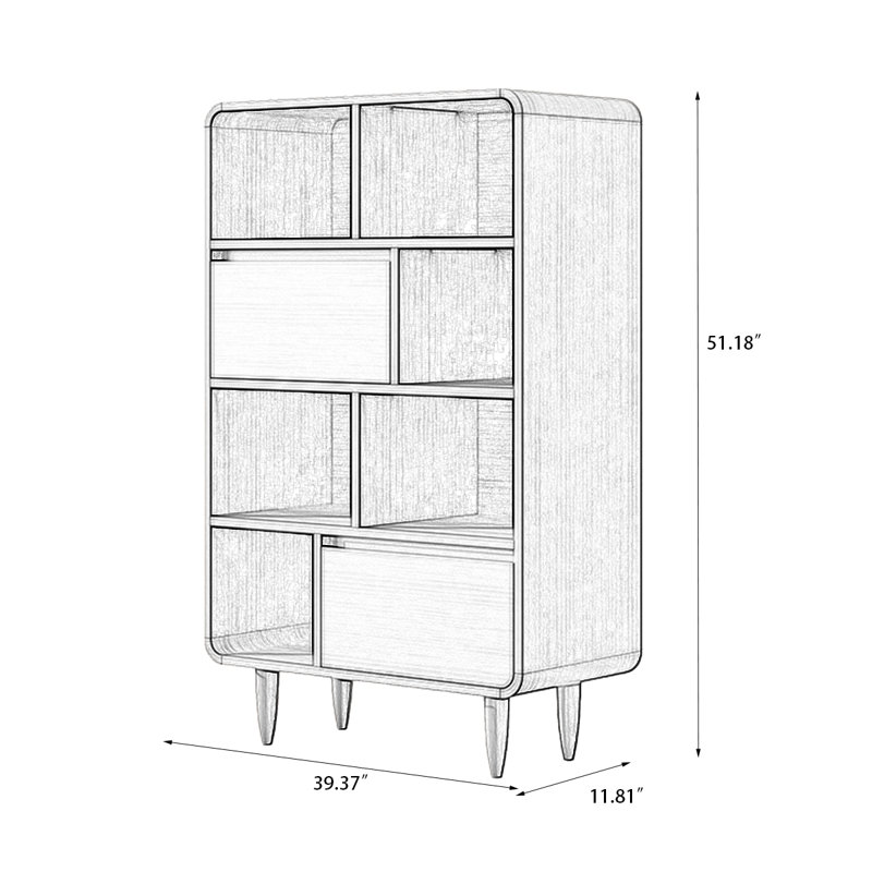 Vitrines en bois manufacturé et brun noisette, H 51,18 po x l 39,37 po x P 11,81 po