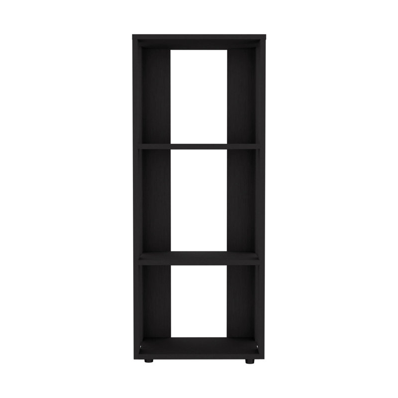Bookcase in Melamine with Open Storage, Black