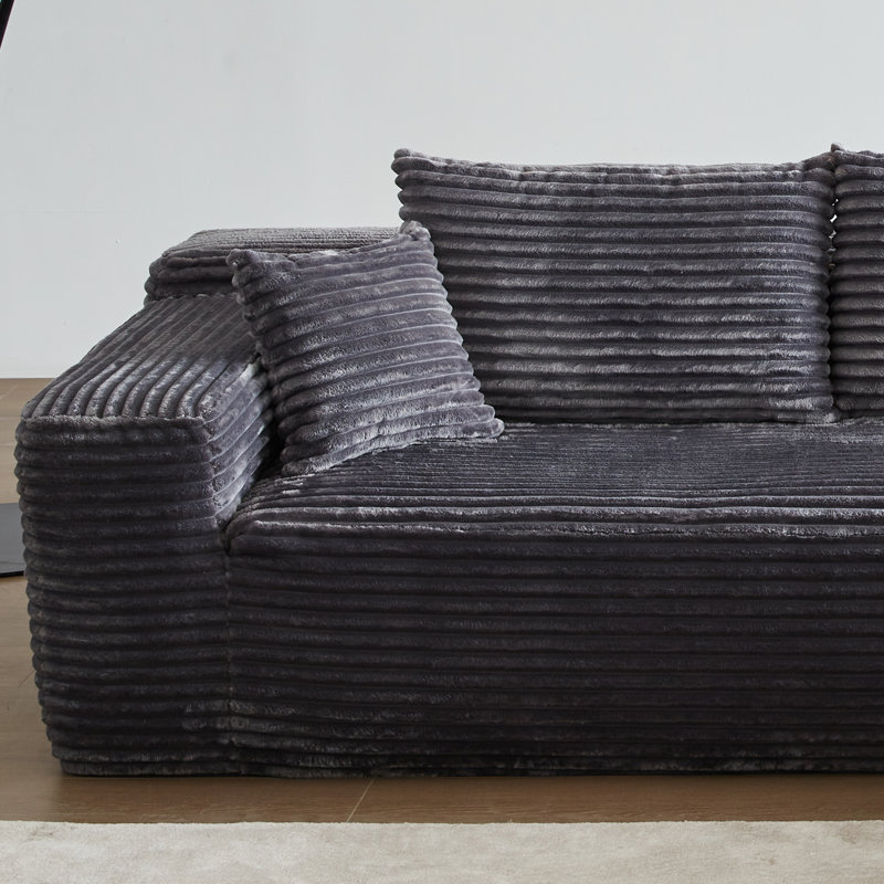 106" Cloud Sectional Couch With Chaise Longue,Boneless l Shaped Modular Modern Sofa With Deep Seat,comfy Corduroy Fluffy Sleeper Couch,no Assembly Required Couch For Living Room