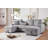 Ealing Gray Corduroy Small Sectional Sofa With Sleeper, Storage & Dropdown Table