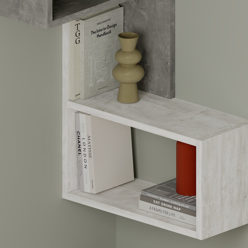Arev Wall Mounted Corner Shelf, Retro Grey/Ancient White