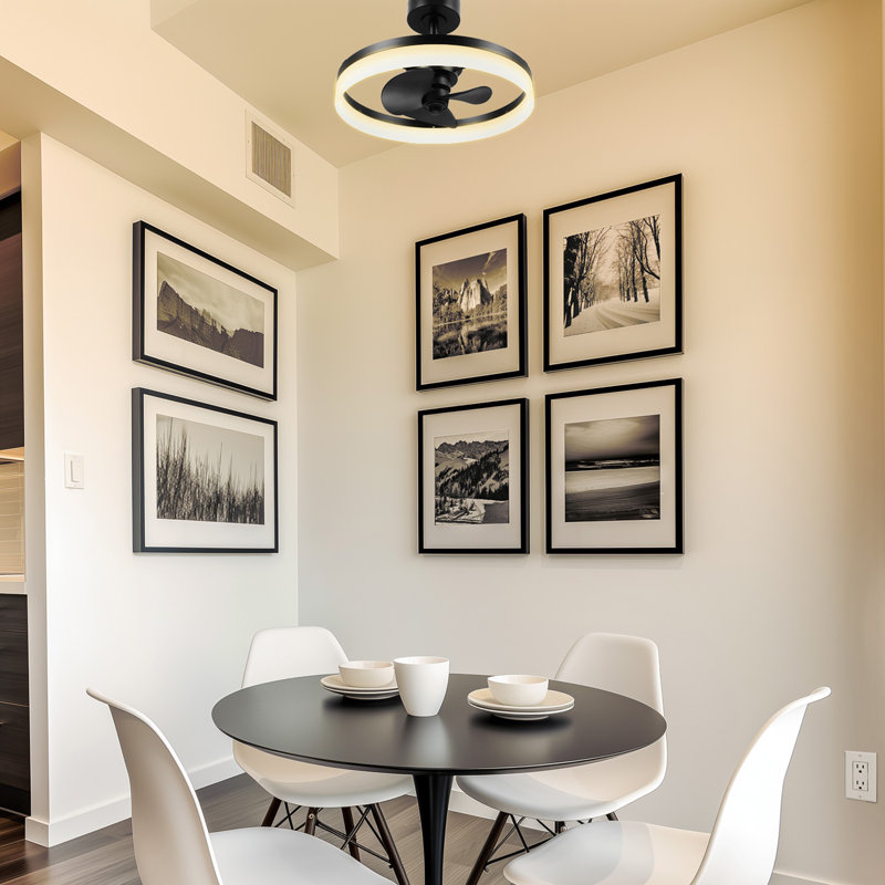 20" Ceiling Fan with LED Light, Remote Control, WhisperQuiet DC Motor, 6 Speeds, Matte Black