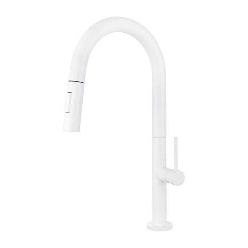Moochi Pull Out Single Handle Kitchen Faucet, Matte White