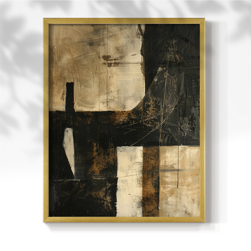 ABSTRACT Series CCCCXXVI - Impression encadrée de qualité supérieure - Prêt à accrocher - Aucun clou requis, Doré