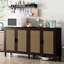 Armoire de rangement brune de 70 pouces avec quatre portes et tablettes réglables, support de charge solide, portes décoratives de buffet faciles à entretenir de 70 po, surface propre-911152953