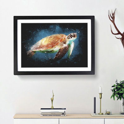 Sea Turtle In The Blue Ocean - Picture Frame Graphic Art