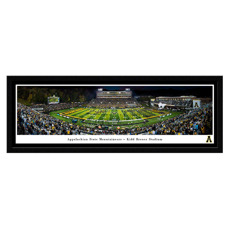 Impression panoramique Appalachian State Football, H 15,5 po x l 42 po x P 1,125 po, Cadre noir