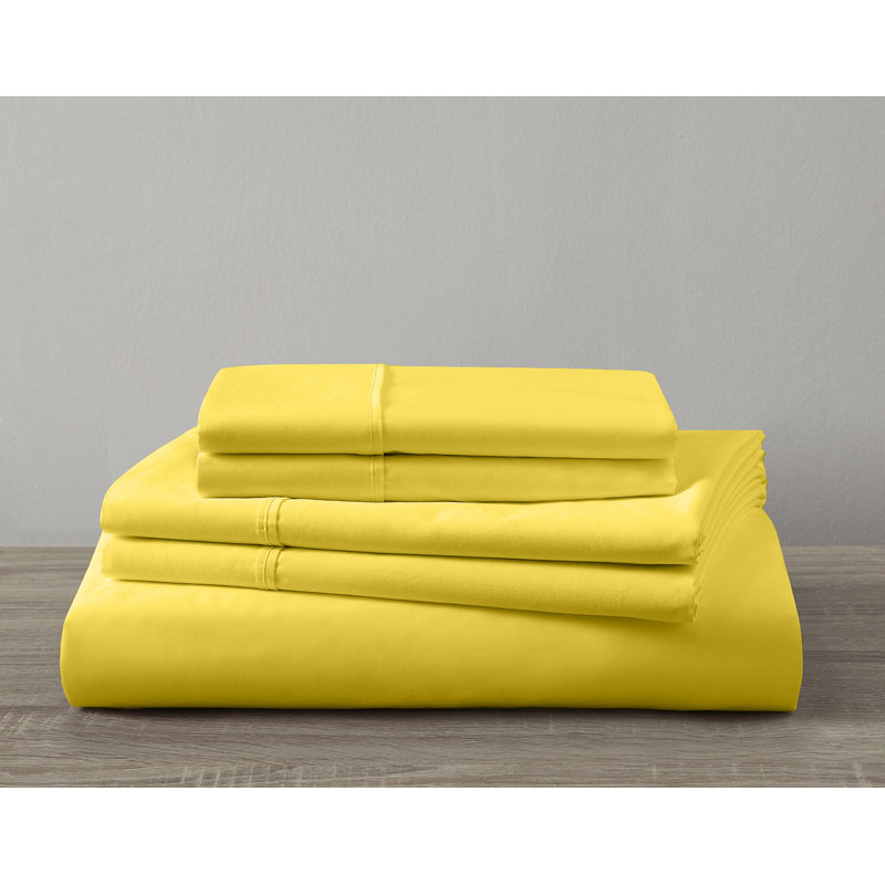 Ensemble de 4 valises pour chambre d'amis, Ensemble de draps très grand + 2 taies d'oreiller, Jaune