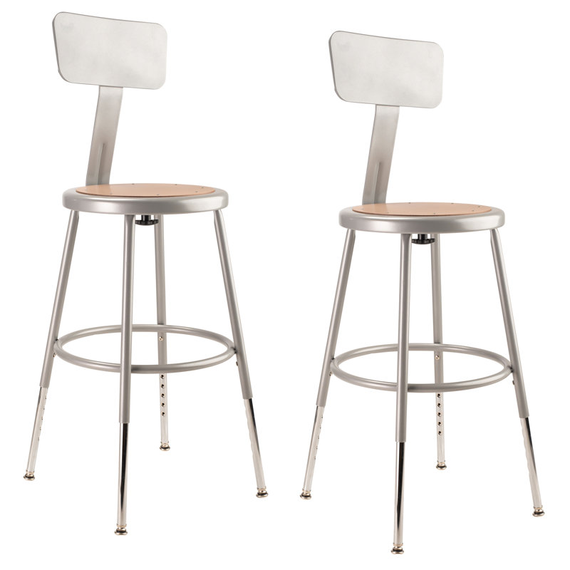 Tabouret en acier robuste avec dossier, gris, 33"