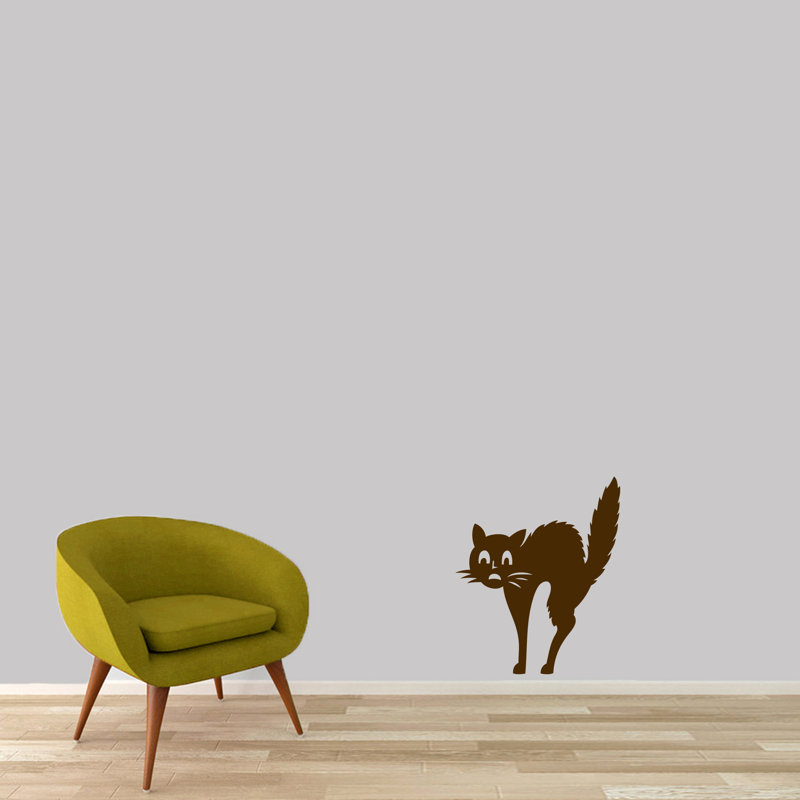 Décalcomanie murale effrayé-chat, Brun chocolat