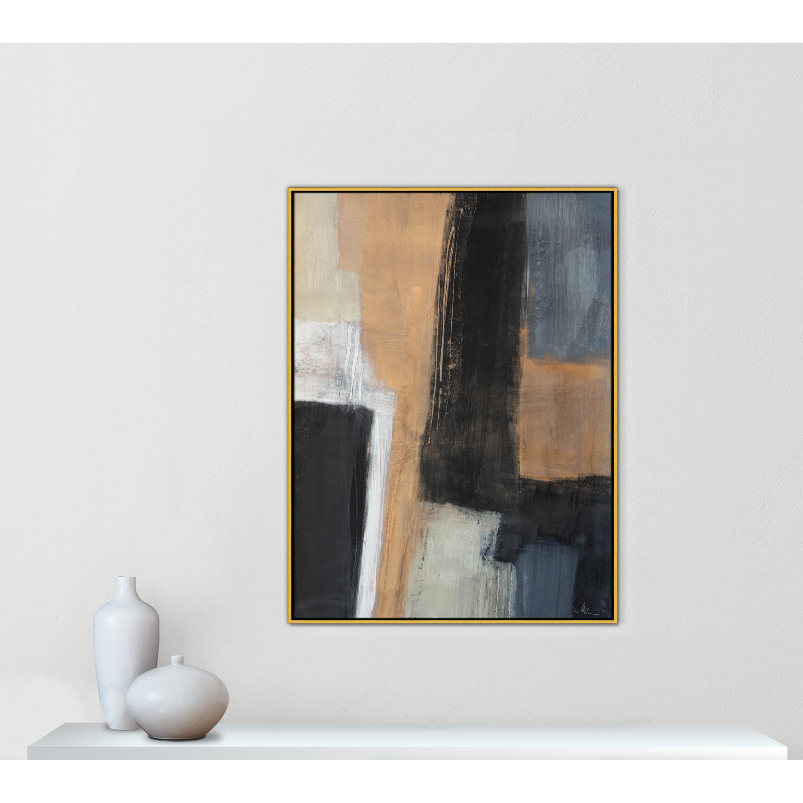 Calderon "Metallic Slate I" Print, Gold, 49.5" H x 37.5" W x 2" D