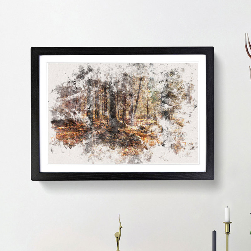 Within The Woods Watercolour Framed Print, 62cm H x 87cm W x 2cm D, Black Framed