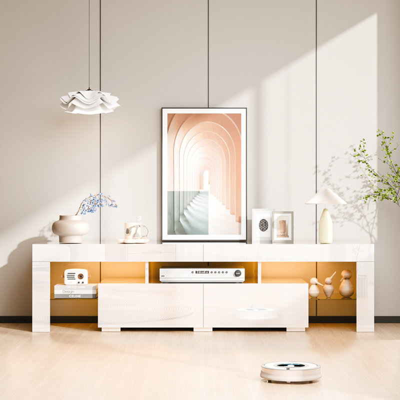 Meuble audio-vidéo Nakesia, Blanc, 61.42"