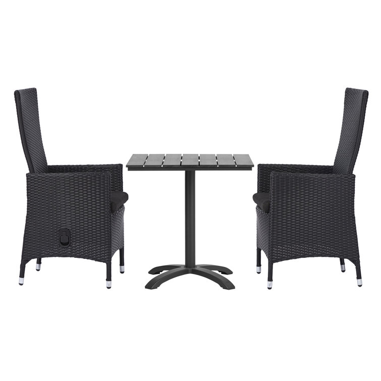 Luman 2 - Person Wicker Patio Dining Set with Square Table