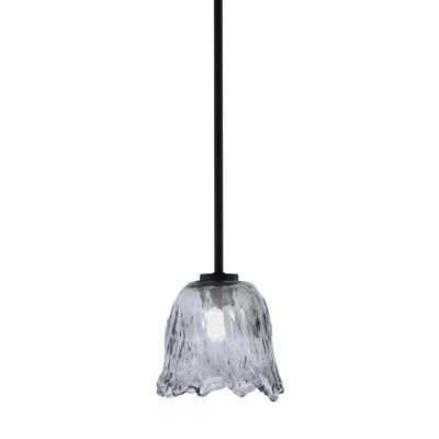 Mini pendentif Nicomedes Stem Hung présenté en finition noir mat avec verre lave fumé de 18 cm