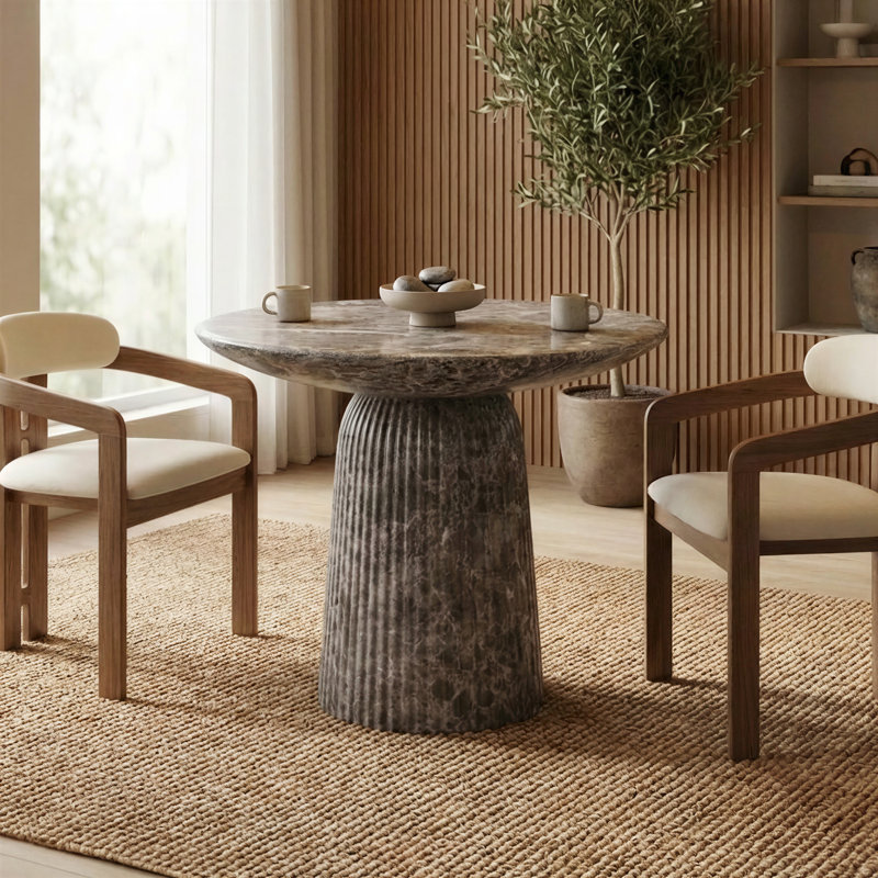 Foundry Select Tithi Faux Emperador Marble Concrete Bistro Table For Indoor And Outdoor Use