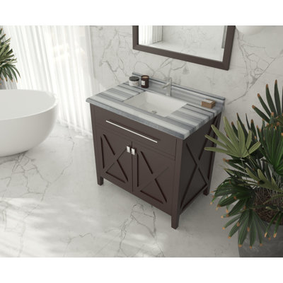 Pyles 36'' Single Bathroom Vanity with Solid Surface Top