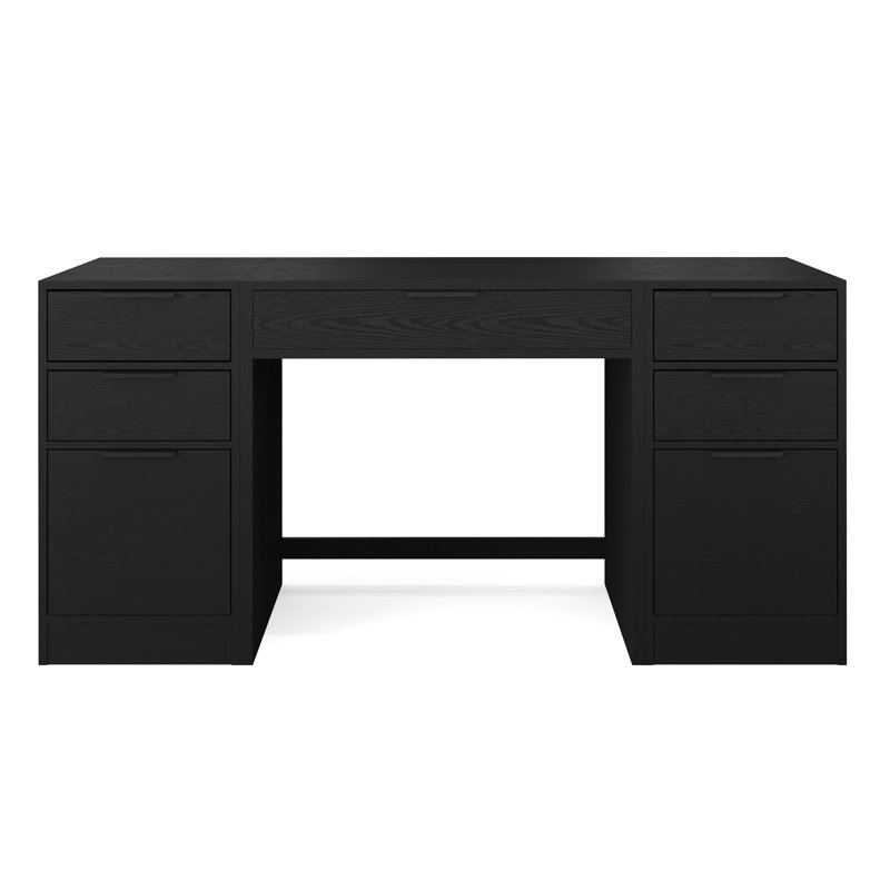 Martha Stewart Kayden Modular 1 Drawer Desk And Dual 3 Drawer File Cabinets, Black