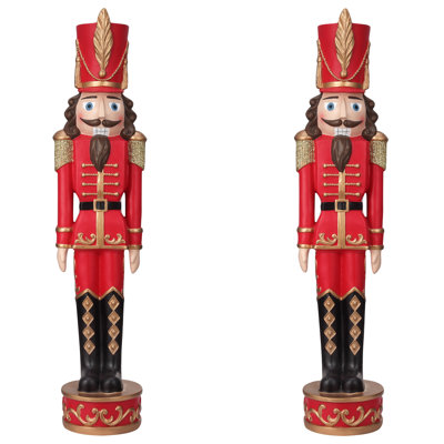 37 Inch Christmas Nutcracker - Dark Red and Gold (Set of 2)