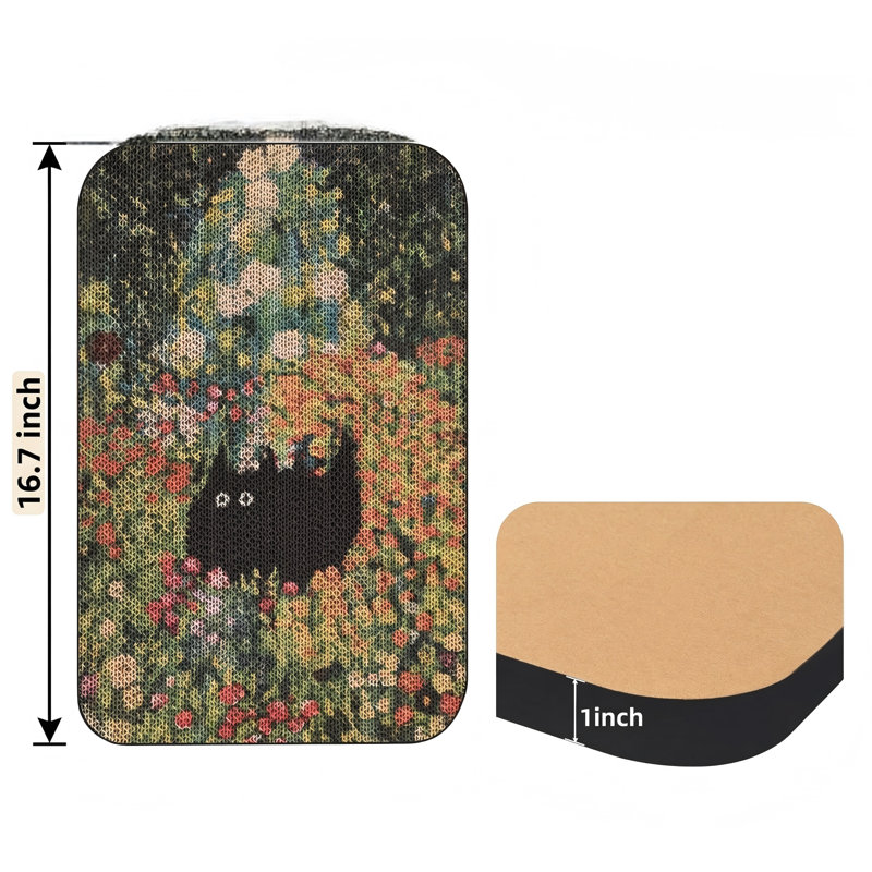 Grattoir mural pour chat, patin à griffes 16,7 x 11 x 1 pouce avec motif de jardin de fleurs, protecteur de meubles et jouet