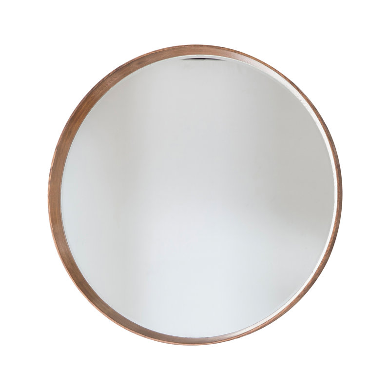 Carles Wood Flat Wall Mirror, 100 cm H x 100 cm W, Oak