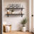 Sorbus 47.3 in Wood Wall Shelves with Black Metal Brackets, 2-Piece Set, Black-135030849