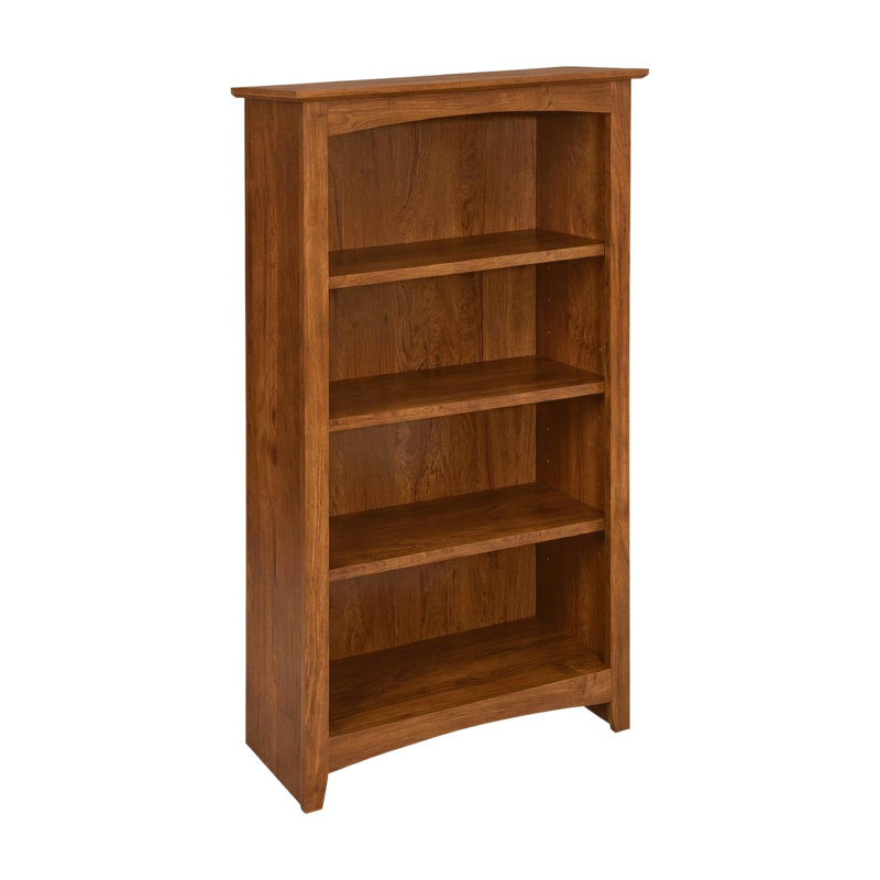 Malani 36" H Solid Wood Classic Bookcase, Tuscan Brown, (4 Shelves) 48"H x 25.75"W x 12.875"D
