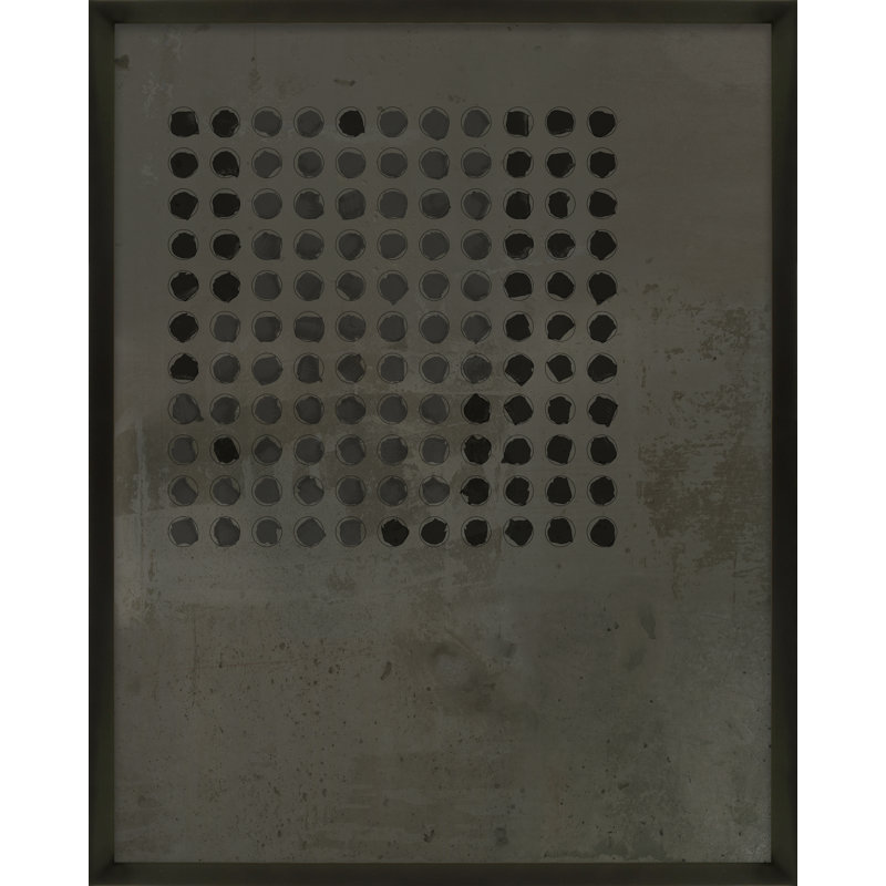 Circles In Squares 5 Painting by Jacques Pilon, Black Wood, 25" H x 20" W x 1.25" D