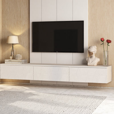 Elegant 67" Floating TV Stand with 16-Color LED Lights – Modern Wall-Mounted Entertainment Center for 55-69 Inch TVs, Black
