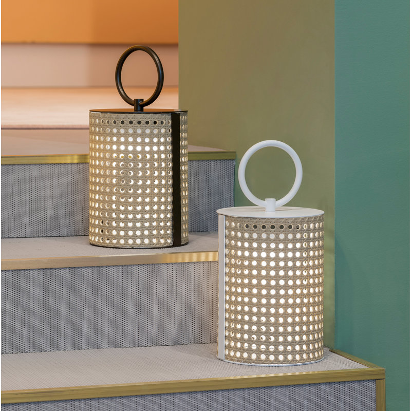 Clara Battery Operated Outdoor Floor Lamp, 13.28" H x 6.42" W x 6.42" D, Matt White Lacquered