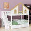 Lit superposé à thème House avec toit, fenêtre, rangement et escalier pour adolescents
