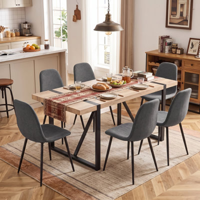 Mekail Modern Upholstered Dining Chairs with Metal Legs (Set of 6)