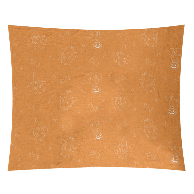 Tapisserie de noël halloween en polyester fêtes, H 68 po x l 80 po, Orange / blanc
