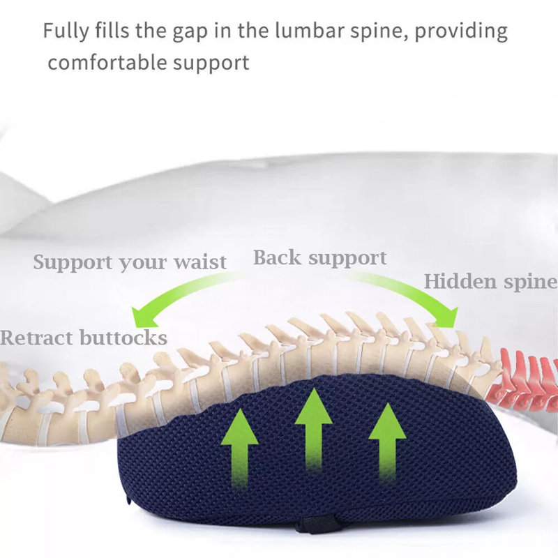 Memory Foam Lumbar Support Pillow For Low Back Pain Relief Ergonomic Back Pillow