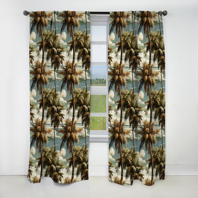 Cocoteraie motif tropical I - Rideau floral - Rideau occultant floral - 1 panneau