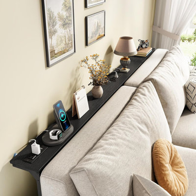 2-Pack Black Narrow Console Table Behind Couch