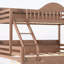 Lit superposé simple au-dessus de grand lit simple avec rangement, garde-corps courbés et tablettes latérales, structure en bois massif, aucun sommier requis, naturel profond-134228587-134228588