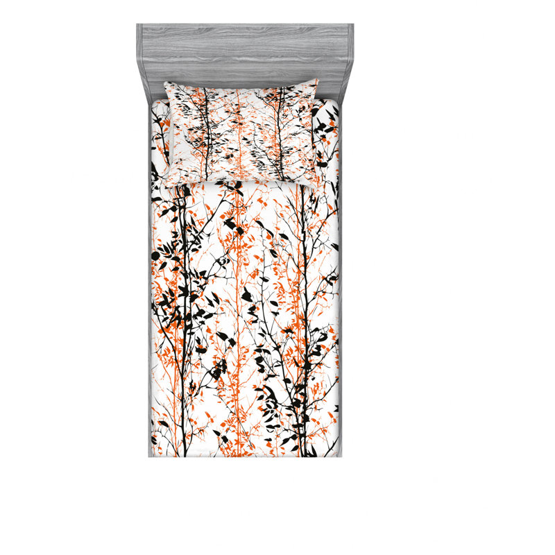 Microfiber Floral Sheet Set, Twin XL Sheet Set with Fitted Sheet