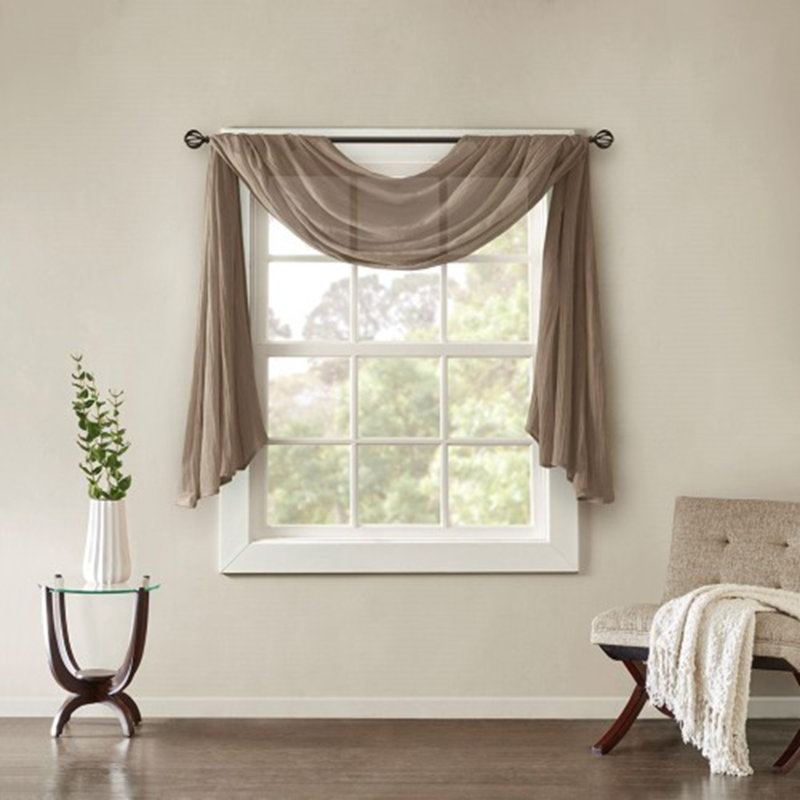 Solid Crushed Scarf Sheer, Taupe, 42" W x 216" L