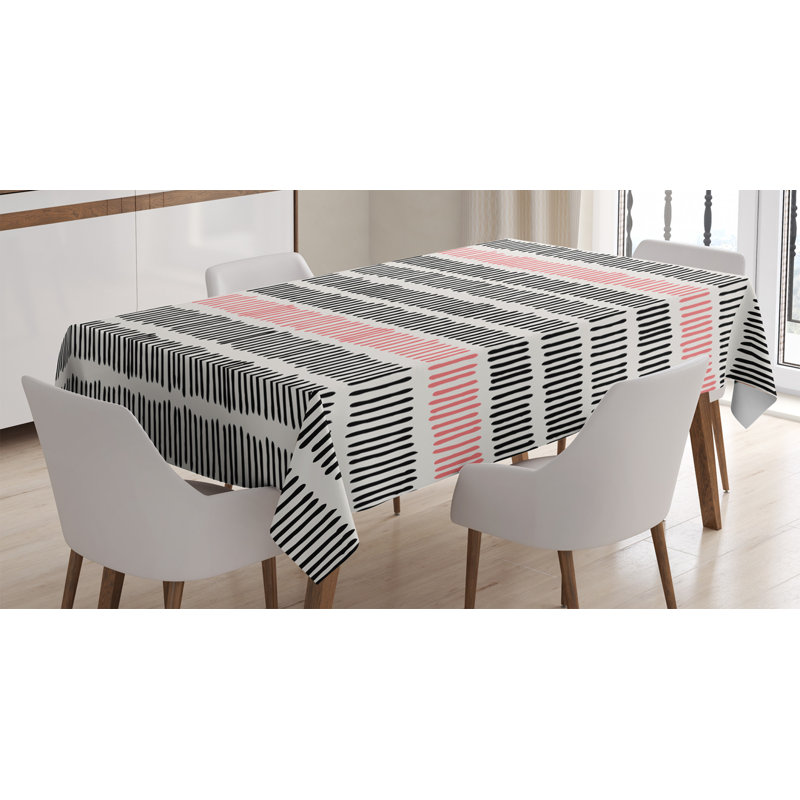 Abstract Pattern With Short Lines Chalkboard Geometric Simple Retro Artwork Print Tablecloth, 90" x 60"